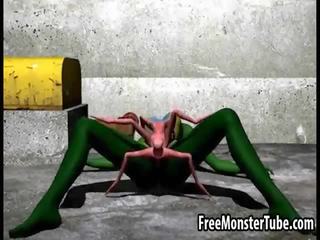 3d رسوم متحركة أجنبي فتاة الحصول على مارس الجنس شاق بواسطة ل عنكبوت