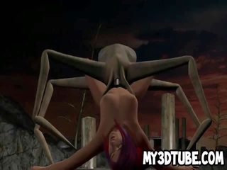 3d رسوم متحركة فتاة الحصول على مارس الجنس بواسطة ل أجنبي عنكبوت
